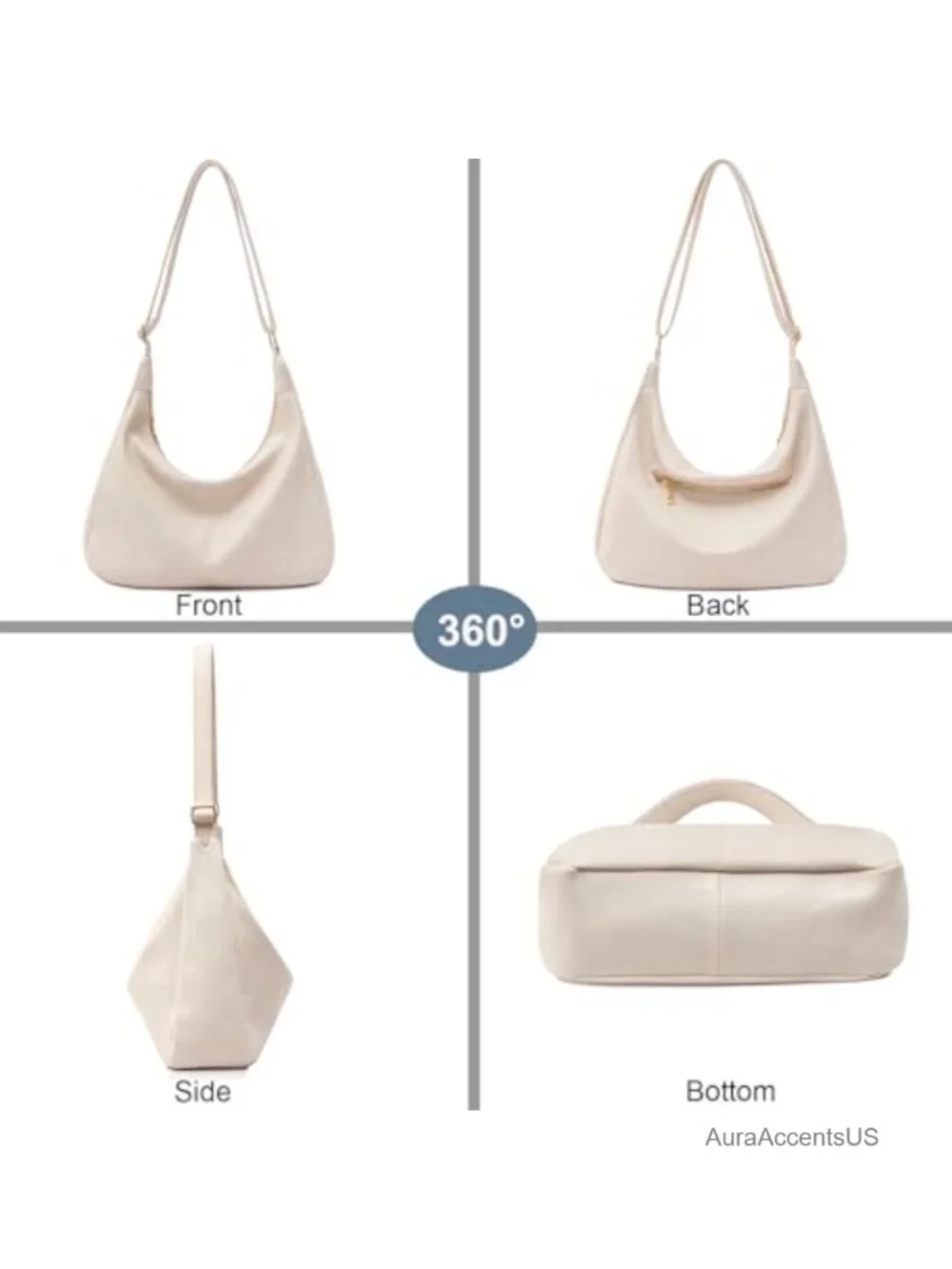 Foldable Vegan Leather Hobo Bag for Women Slouchy Shoulder Tote Crossbody Purse